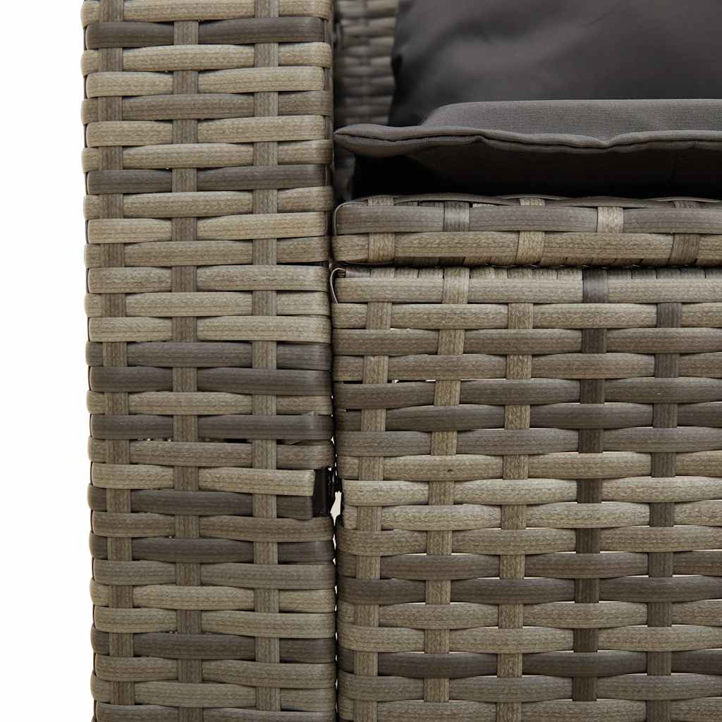 5-tlg. Garten-Sofagarnitur Kissen Stapelbar Grau Poly Rattan