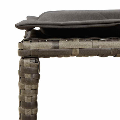 5-tlg. Garten-Sofagarnitur Kissen Stapelbar Grau Poly Rattan