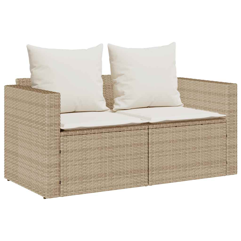 5-tlg. Garten-Sofagarnitur Kissen Stapelbar Beige Poly Rattan