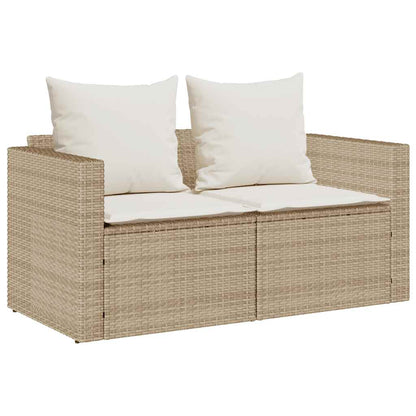 5-tlg. Garten-Sofagarnitur Kissen Stapelbar Beige Poly Rattan