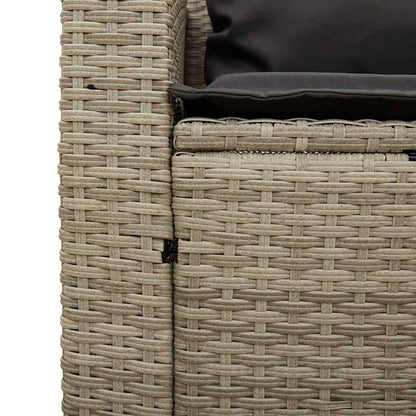 5tlg. Garten-Sofagarnitur Kissen Stapelbar Hellgrau Poly Rattan