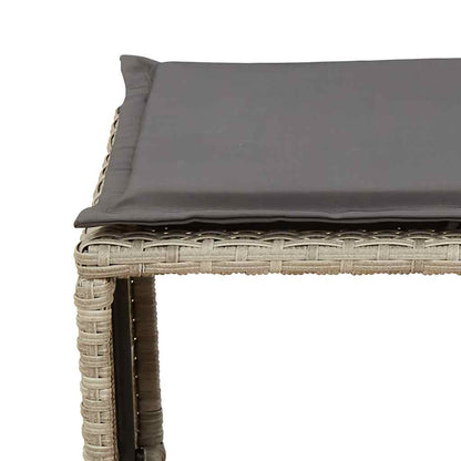 5tlg. Garten-Sofagarnitur Kissen Stapelbar Hellgrau Poly Rattan