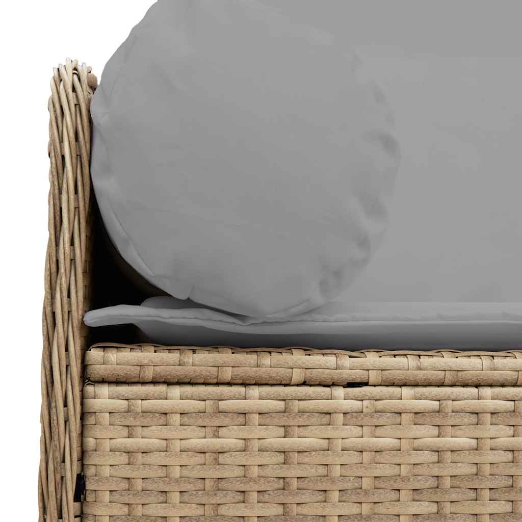 Gartensofa mit Kissen 3-Sitzer Beige Poly Rattan