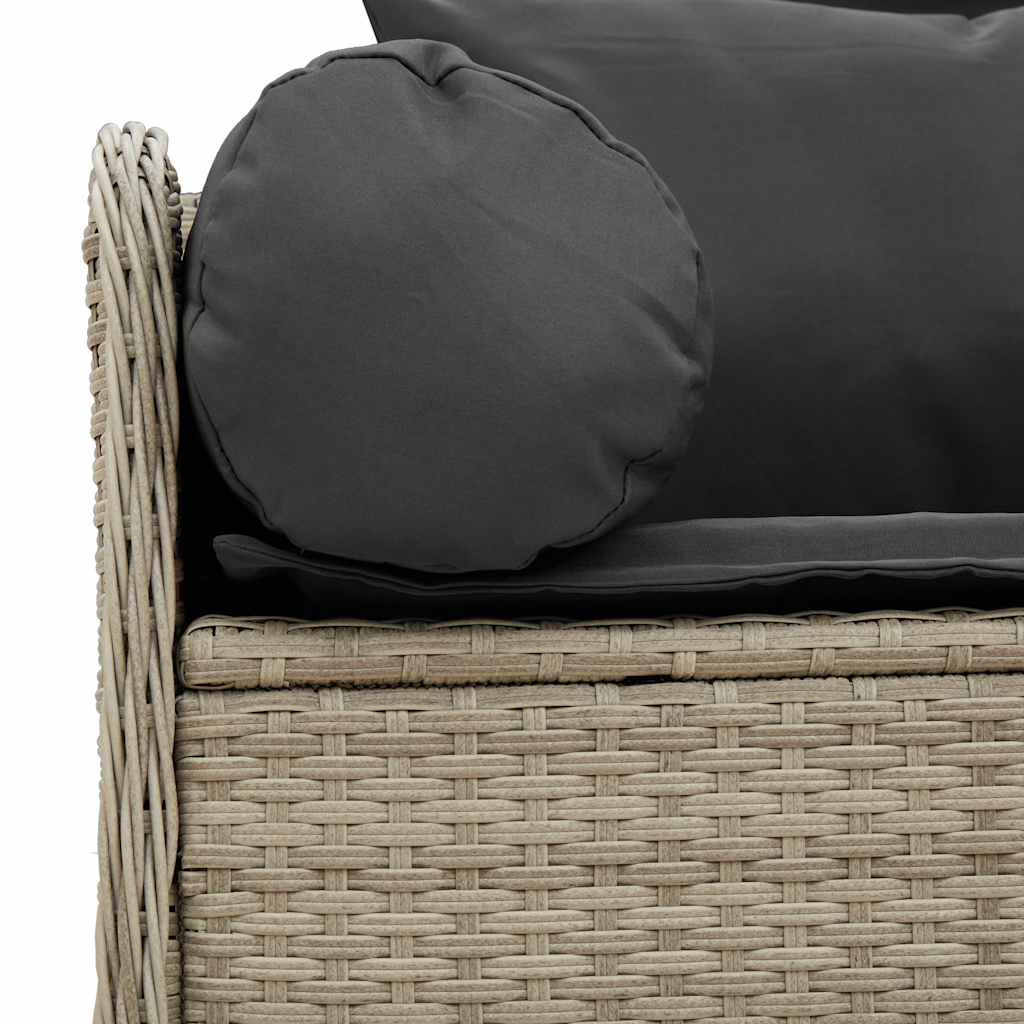 Gartensofa mit Kissen 3-Sitzer Hellgrau Poly Rattan