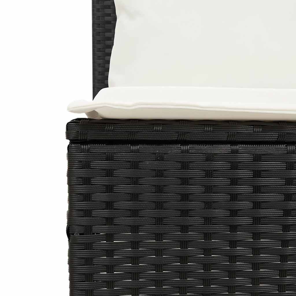 3-tlg. Garten-Essgruppe mit Kissen Schwarz Poly Rattan