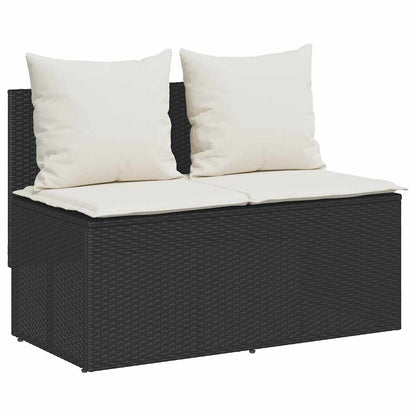 3-tlg. Garten-Essgruppe mit Kissen Schwarz Poly Rattan