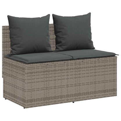 3-tlg. Garten-Essgruppe mit Kissen Grau Poly Rattan