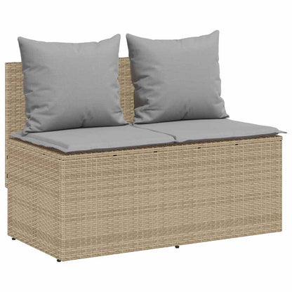 3-tlg. Garten-Essgruppe mit Kissen Beige Poly Rattan