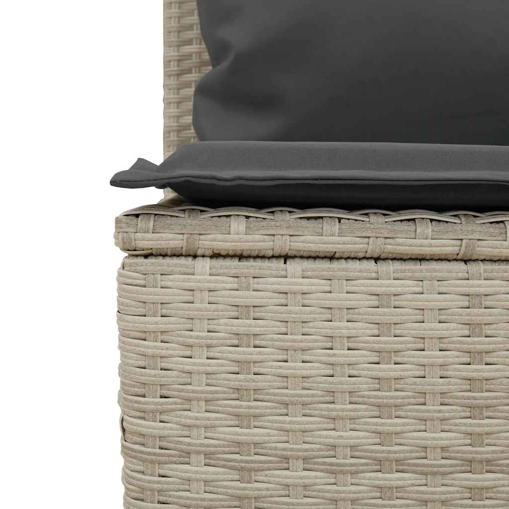 3-tlg. Garten-Essgruppe mit Kissen Hellgrau Poly Rattan
