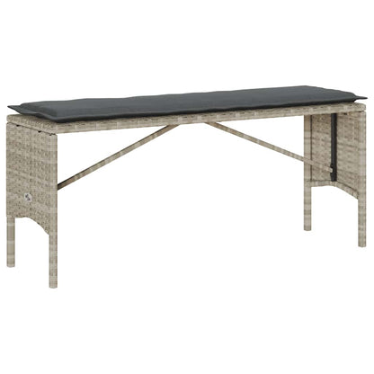 3-tlg. Garten-Essgruppe mit Kissen Hellgrau Poly Rattan