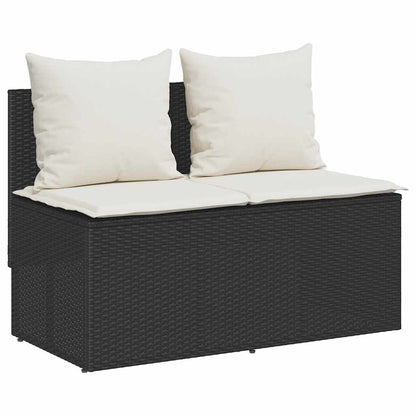 3-tlg. Garten-Essgruppe mit Kissen Schwarz Poly Rattan