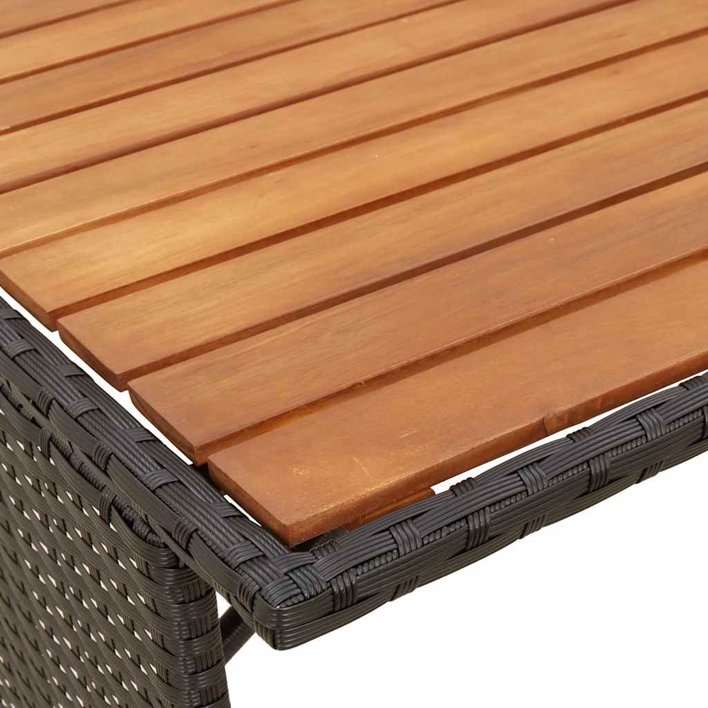 3-tlg. Garten-Essgruppe mit Kissen Schwarz Poly Rattan