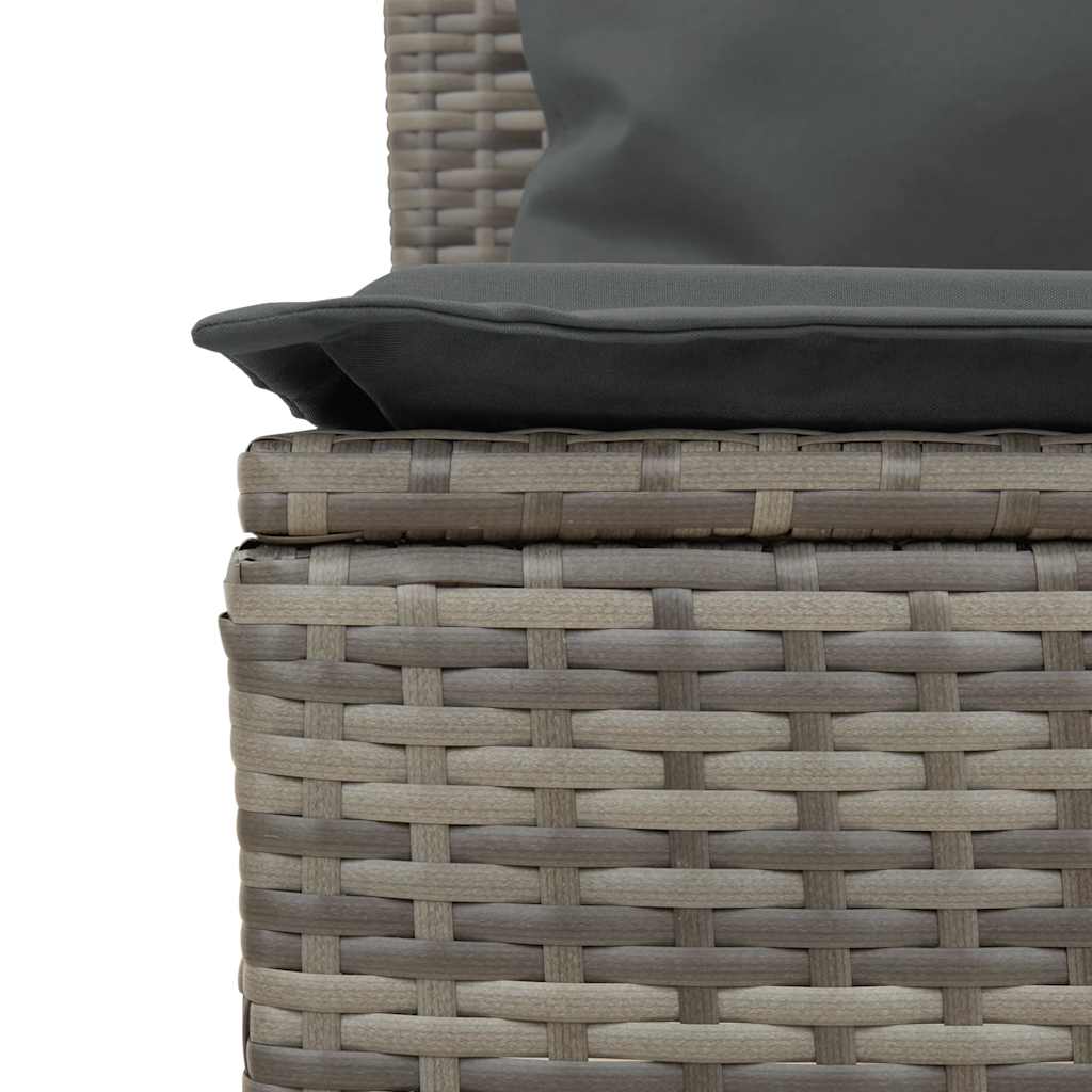 3-tlg. Garten-Essgruppe mit Kissen Grau Poly Rattan