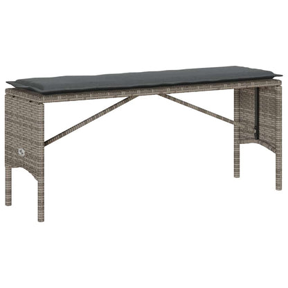 3-tlg. Garten-Essgruppe mit Kissen Grau Poly Rattan