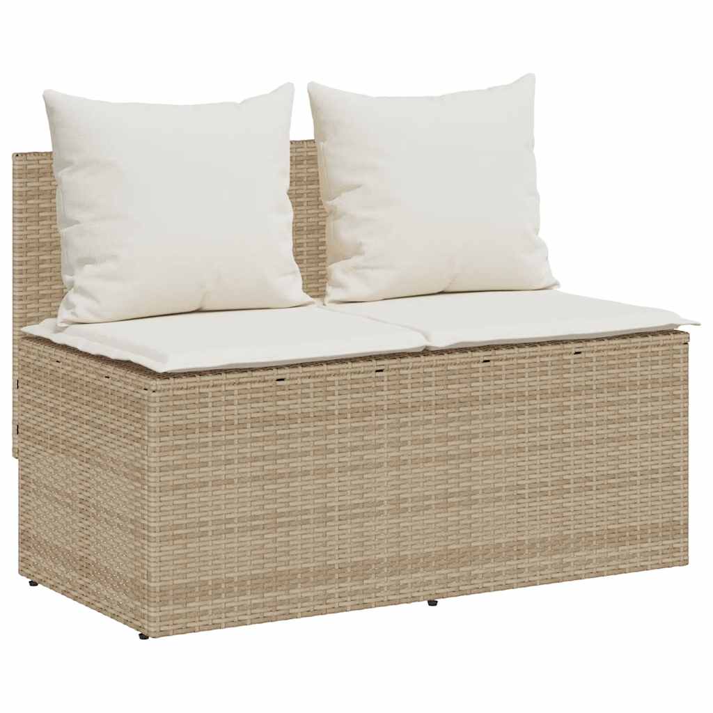3-tlg. Garten-Essgruppe mit Kissen Beige Poly Rattan