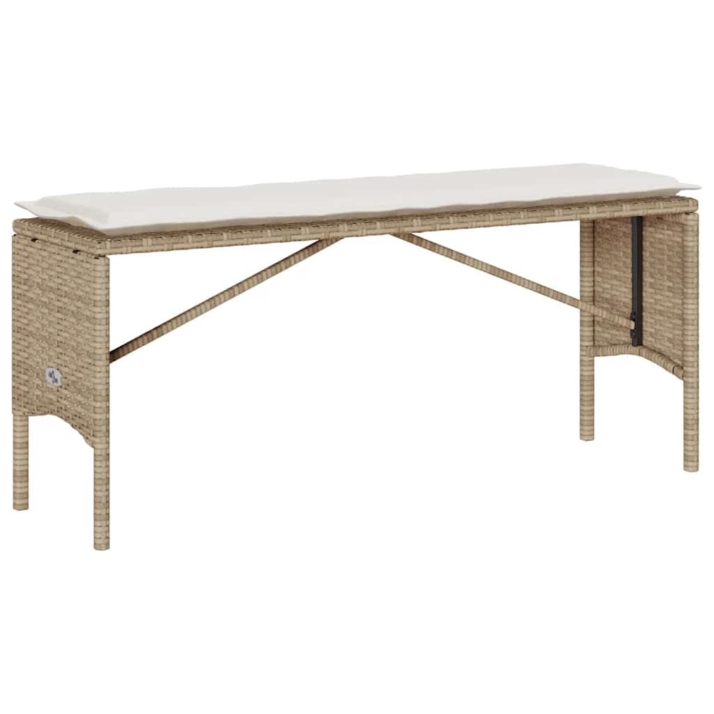 3-tlg. Garten-Essgruppe mit Kissen Beige Poly Rattan