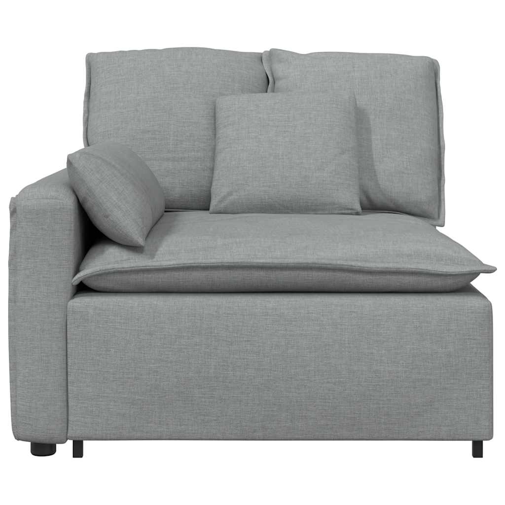 Modulares Sofa Endmodul mit Armlehne Kissen Hellgrau 100 cm