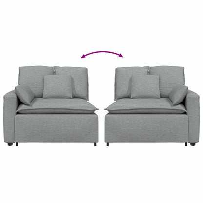 Modulares Sofa Endmodul mit Armlehne Kissen Hellgrau 100 cm