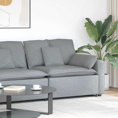 Modulares Sofa Endmodul mit Armlehne Kissen Hellgrau 100 cm