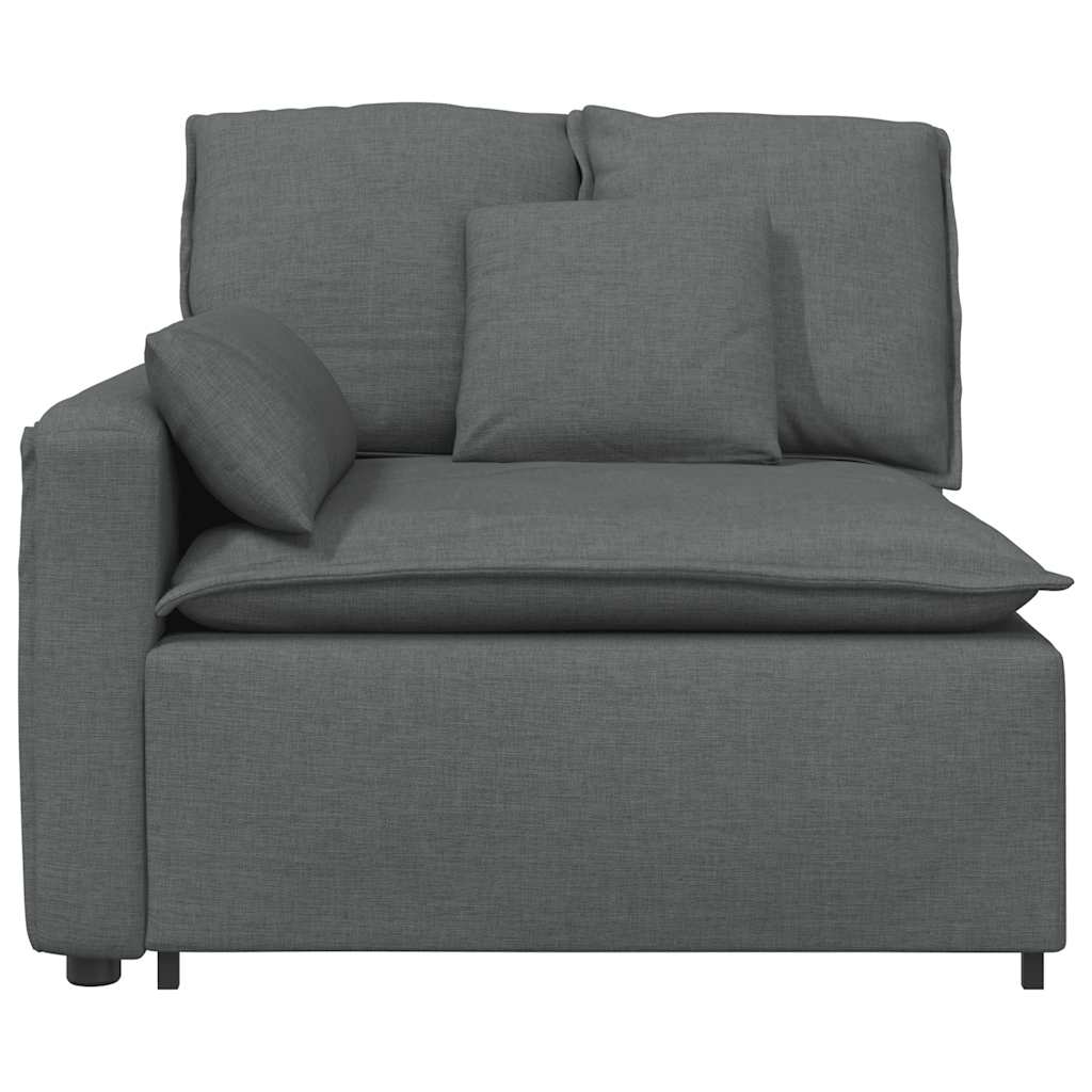 Modulares Sofa Endmodul mit Armlehne Kissen Dunkelgrau 100 cm