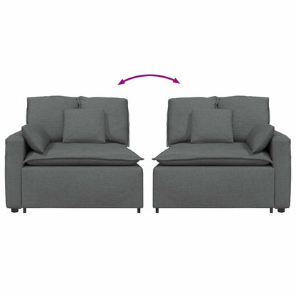 Modulares Sofa Endmodul mit Armlehne Kissen Dunkelgrau 100 cm