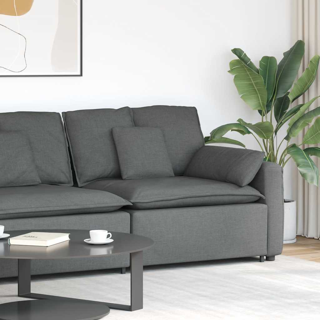 Modulares Sofa Endmodul mit Armlehne Kissen Dunkelgrau 100 cm