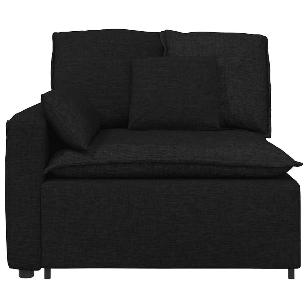 Modulares Sofa Endmodul mit Armlehne Kissen Schwarz 100 cm