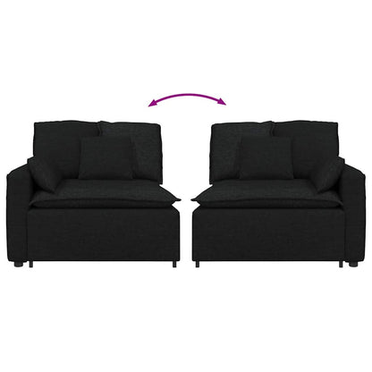 Modulares Sofa Endmodul mit Armlehne Kissen Schwarz 100 cm