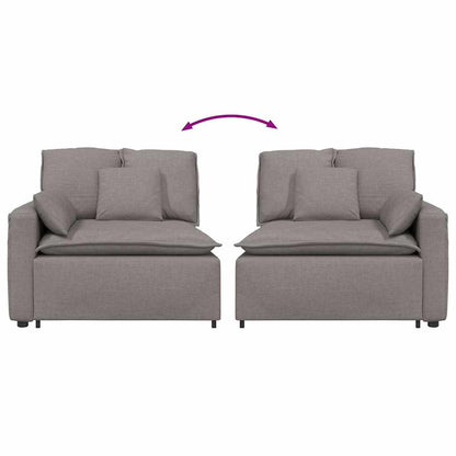 Modulares Sofa Endmodul mit Armlehne Kissen Taupe 100 cm