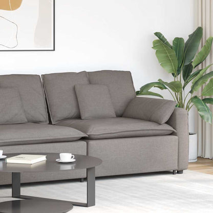 Modulares Sofa Endmodul mit Armlehne Kissen Taupe 100 cm