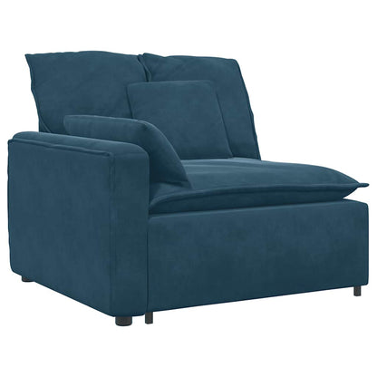 Modulares Sofa Endmodul mit Armlehne Kissen Blau 100 cm