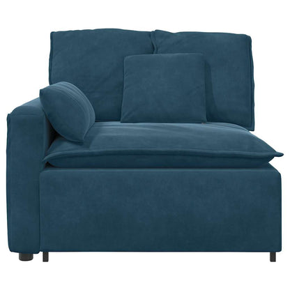 Modulares Sofa Endmodul mit Armlehne Kissen Blau 100 cm