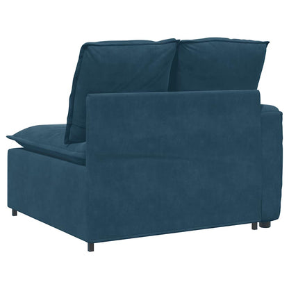 Modulares Sofa Endmodul mit Armlehne Kissen Blau 100 cm
