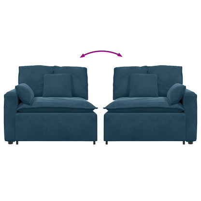 Modulares Sofa Endmodul mit Armlehne Kissen Blau 100 cm