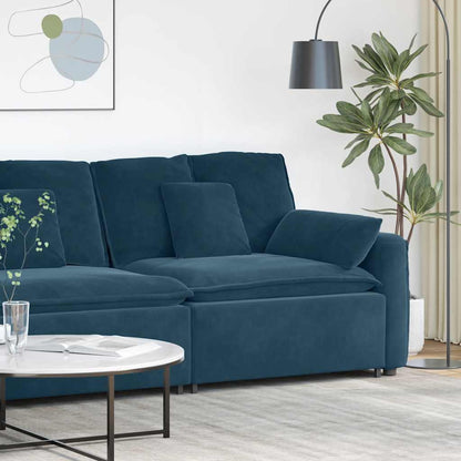 Modulares Sofa Endmodul mit Armlehne Kissen Blau 100 cm