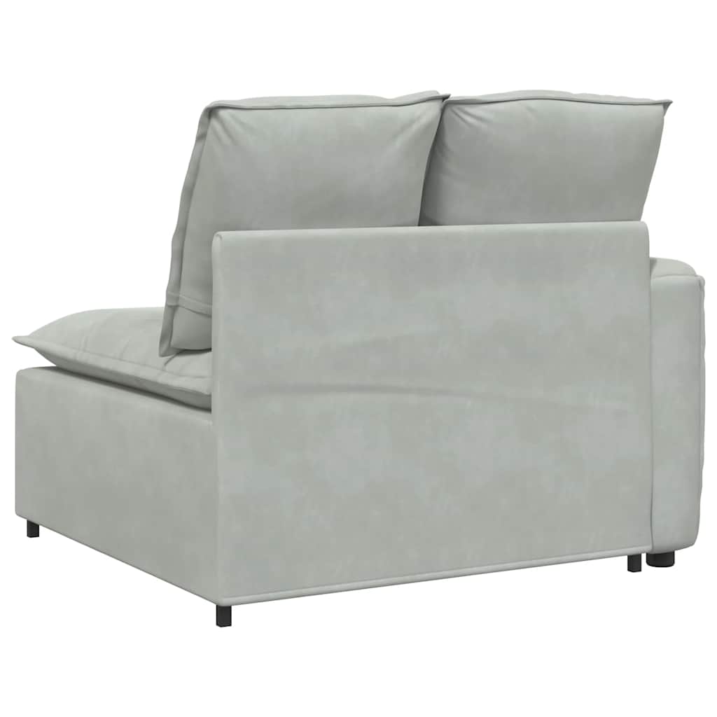 Modulares Sofa Endmodul mit Armlehne Kissen Hellgrau 100 cm