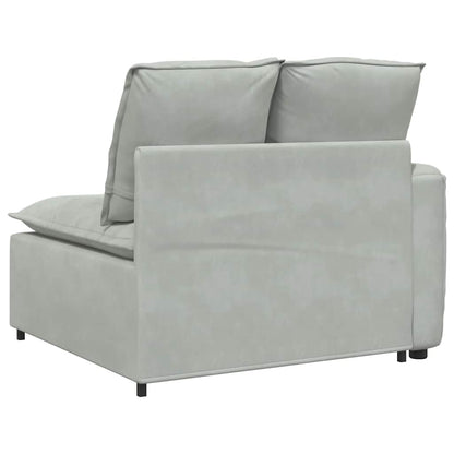 Modulares Sofa Endmodul mit Armlehne Kissen Hellgrau 100 cm
