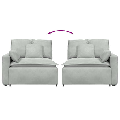 Modulares Sofa Endmodul mit Armlehne Kissen Hellgrau 100 cm