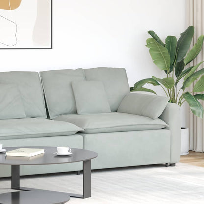 Modulares Sofa Endmodul mit Armlehne Kissen Hellgrau 100 cm