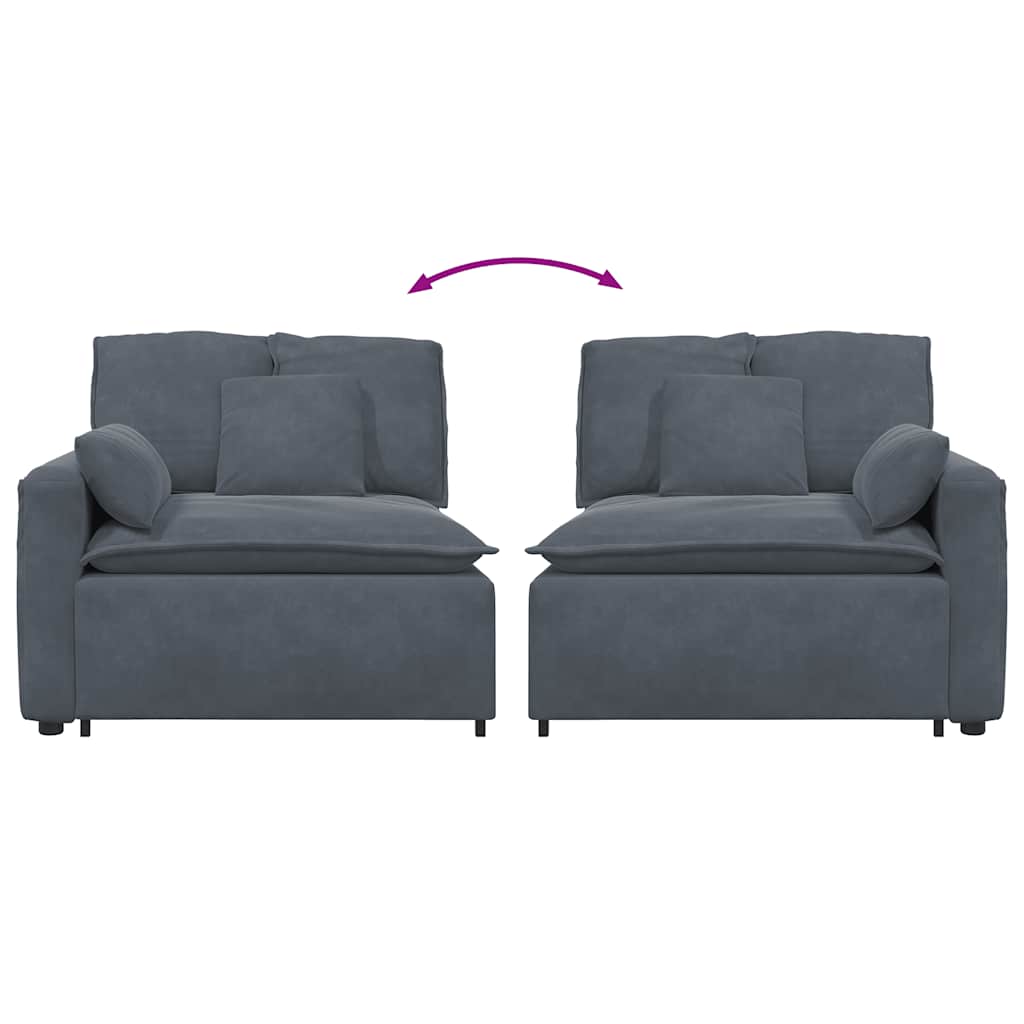 Modulares Sofa Endmodul mit Armlehne Kissen Dunkelgrau 100 cm