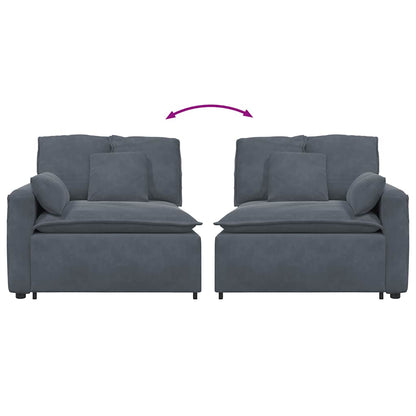 Modulares Sofa Endmodul mit Armlehne Kissen Dunkelgrau 100 cm