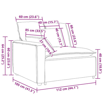 Modulares Sofa Endmodul mit Armlehne Kissen Dunkelgrau 100 cm