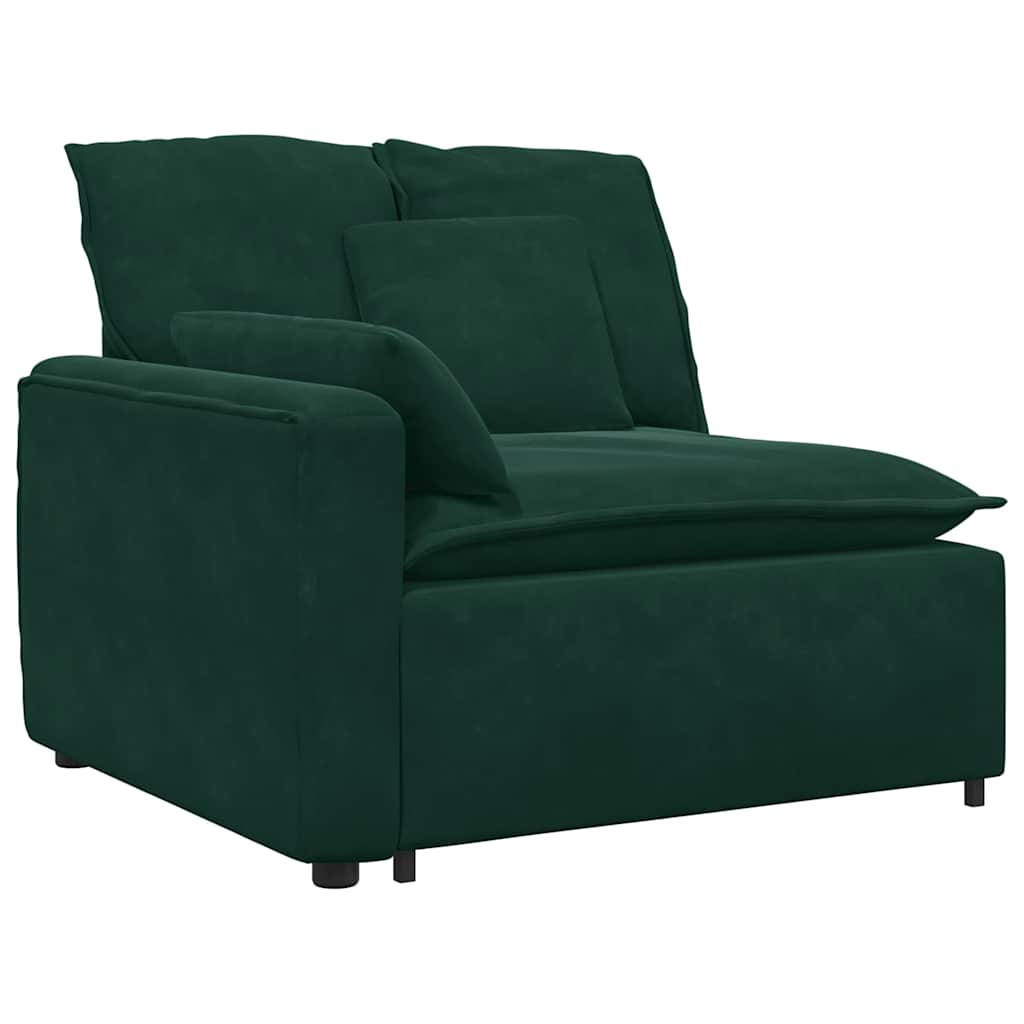 Modulares Sofa Endmodul mit Armlehne Kissen Dunkelgrün 100 cm