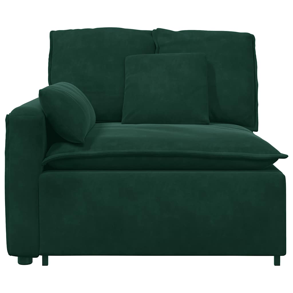 Modulares Sofa Endmodul mit Armlehne Kissen Dunkelgrün 100 cm