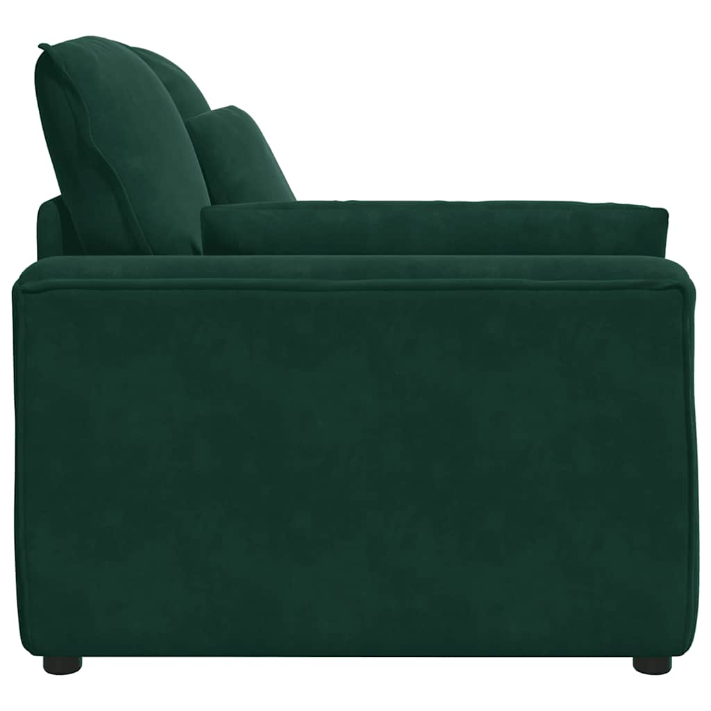 Modulares Sofa Endmodul mit Armlehne Kissen Dunkelgrün 100 cm