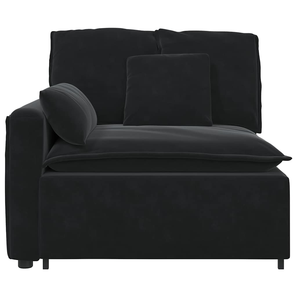 Modulares Sofa Endmodul mit Armlehne Kissen Schwarz 100 cm