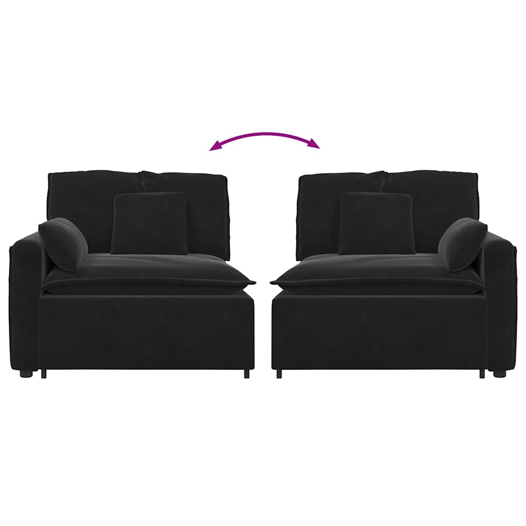 Modulares Sofa Endmodul mit Armlehne Kissen Schwarz 100 cm