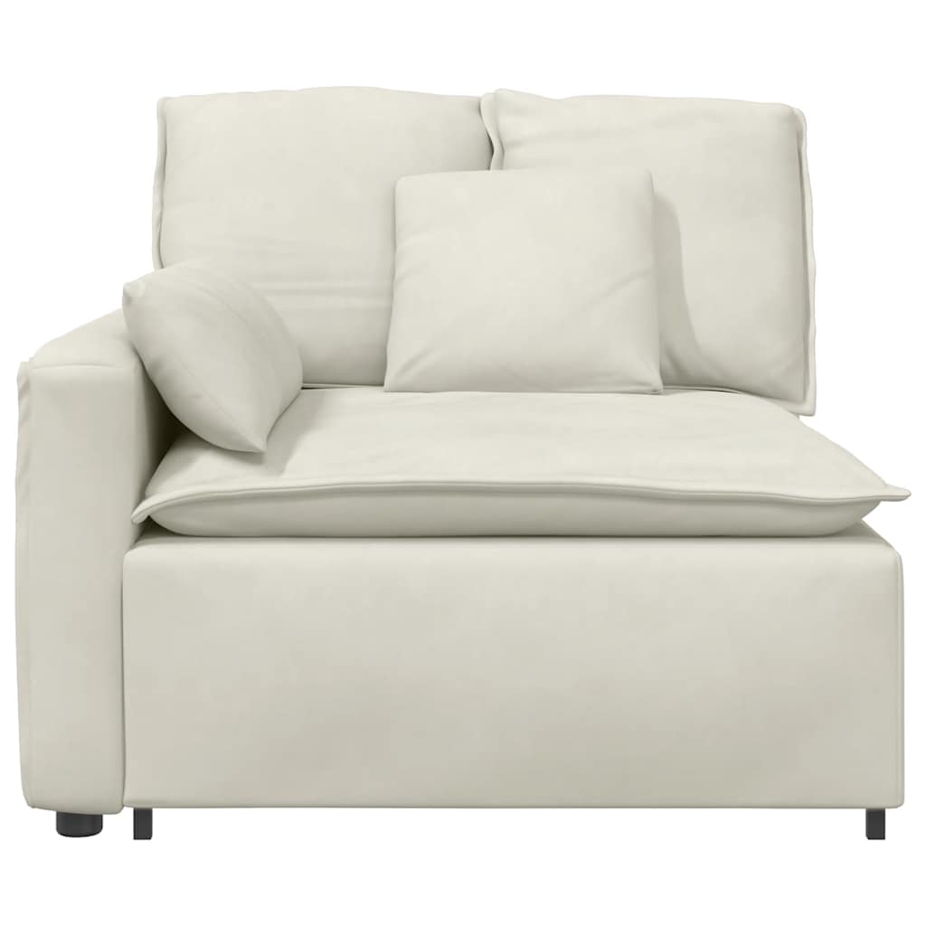 Modulares Sofa Endmodul mit Armlehne Kissen Creme 100 cm