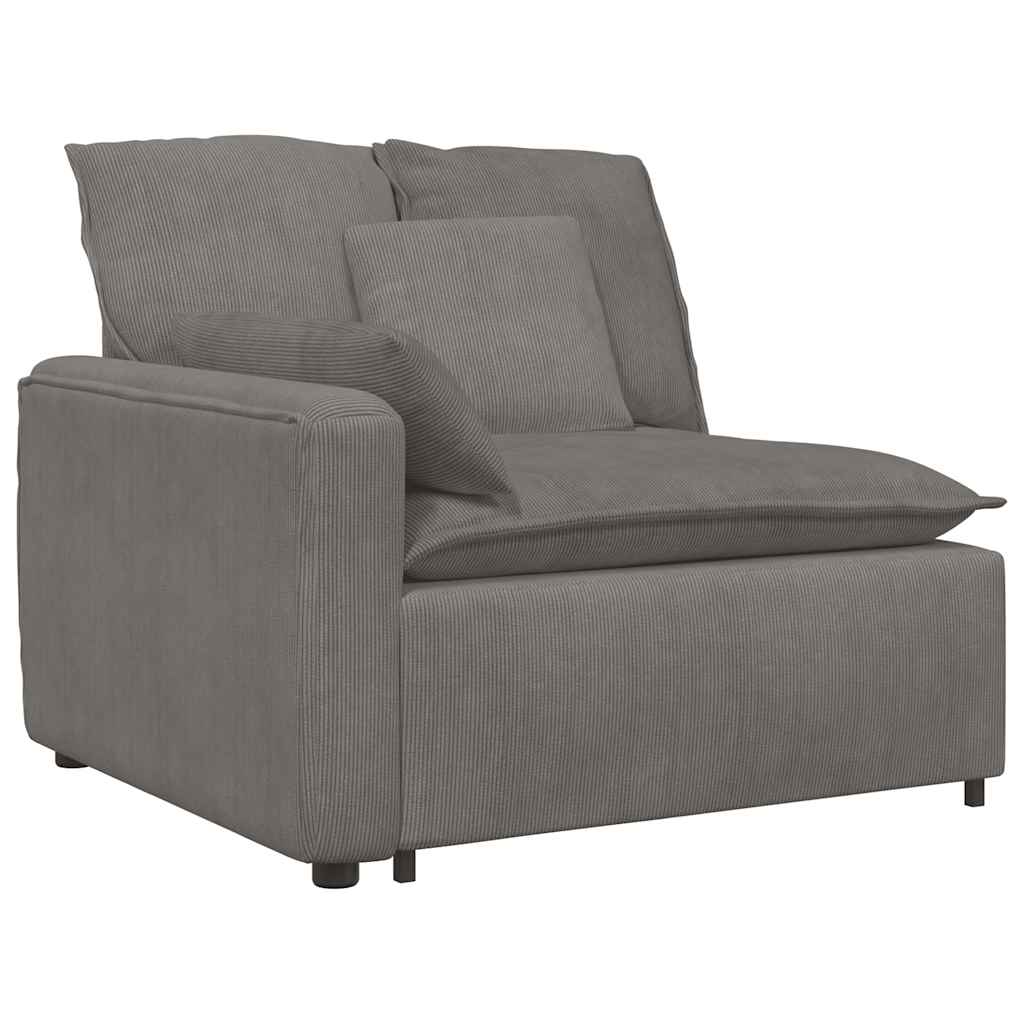 Modulares Sofa Endmodul mit Armlehne Kissen Hellgrau 100 cm