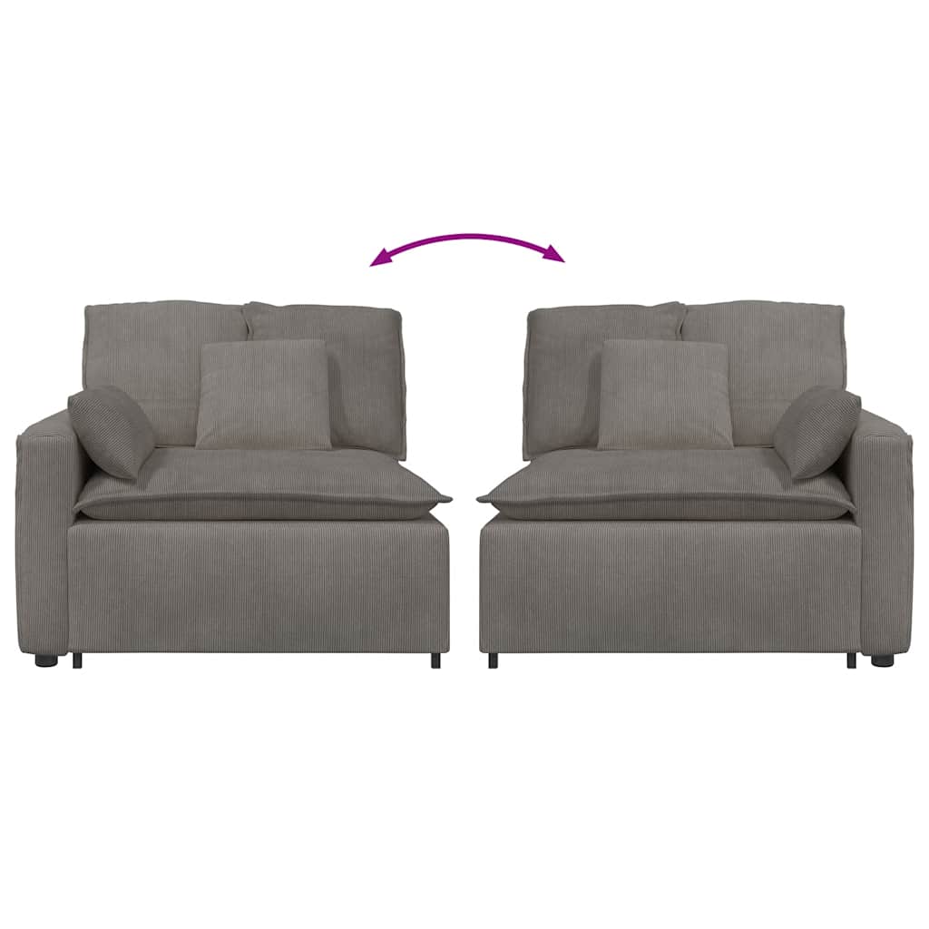 Modulares Sofa Endmodul mit Armlehne Kissen Hellgrau 100 cm